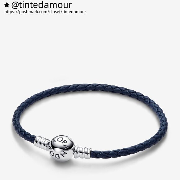 Pandora Colour-changing Jellyfish and Round Clasp Blue Braided Leather Bracelet - Picture 5 of 5